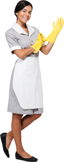 cleaner service person with a yellow gloves